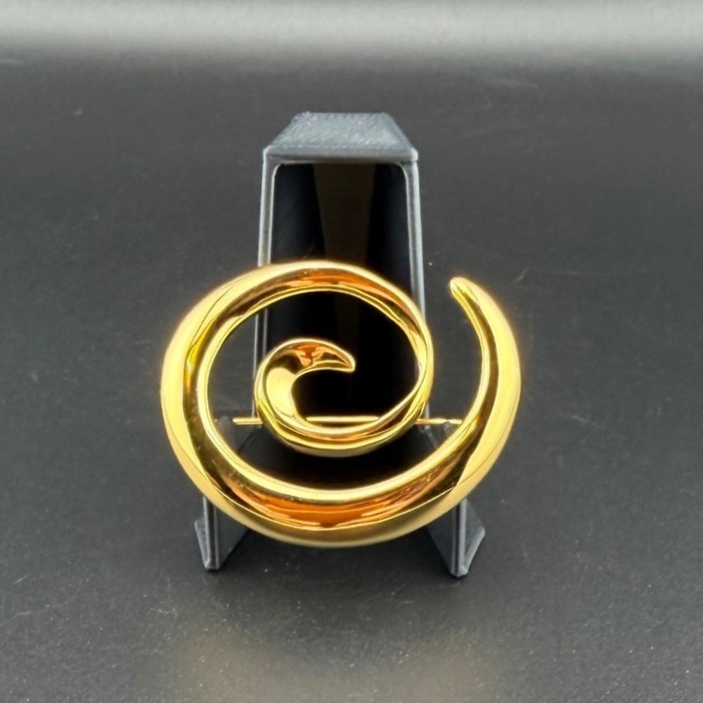Napier Brooch Gold Tone Vintage Modernist Abstract Swirl Spiral Classic Elegant